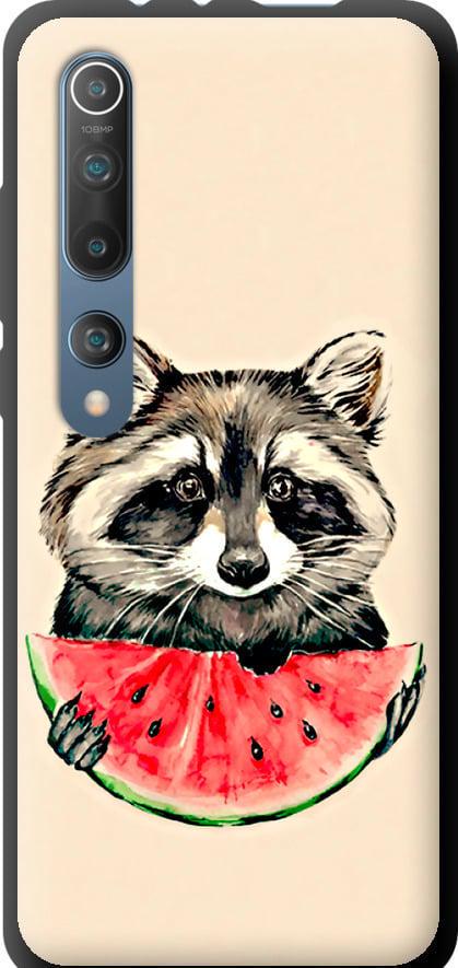 Чехол на Xiaomi Mi 10 Енотик с арбузом (4605b-1860-42517)