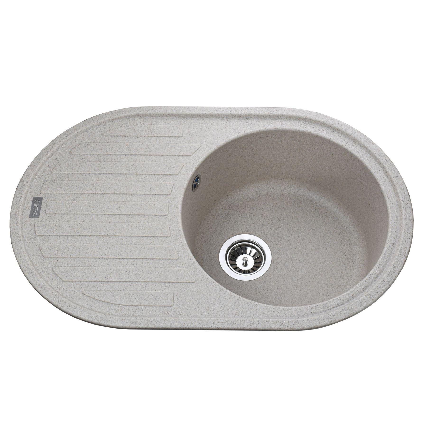 Мойка кухонная Globus Lux 000021077 гранитная овальная 770x500 мм Бежевый (25949544)