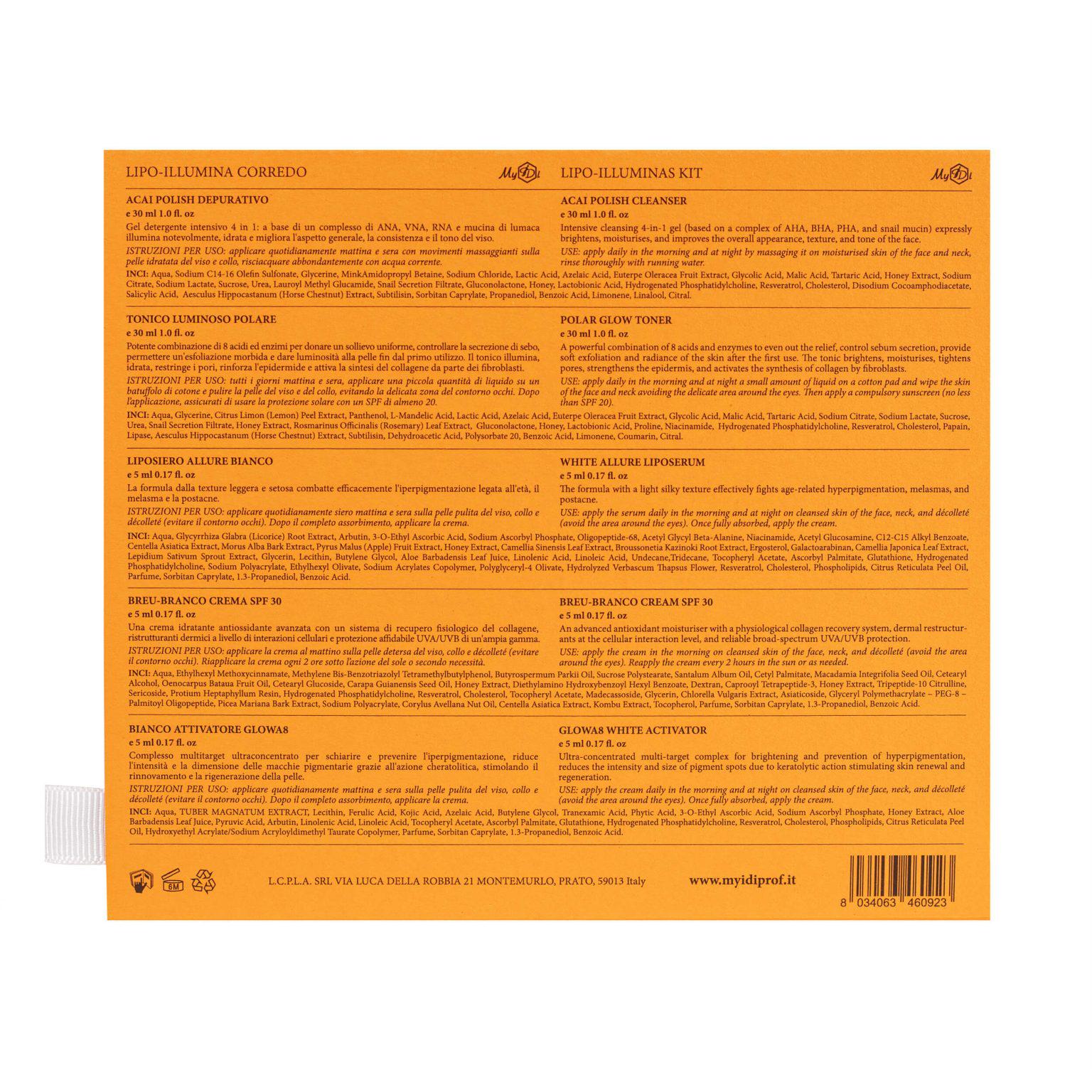 Набор для лица осветляющийMyIDi Lipo-illuminas kit 5 продуктов (8034063460893) - фото 2 Набор для лица осветляющийMyIDi Lipo-illuminas kit 5 продуктов (8034063460893) - фото 2