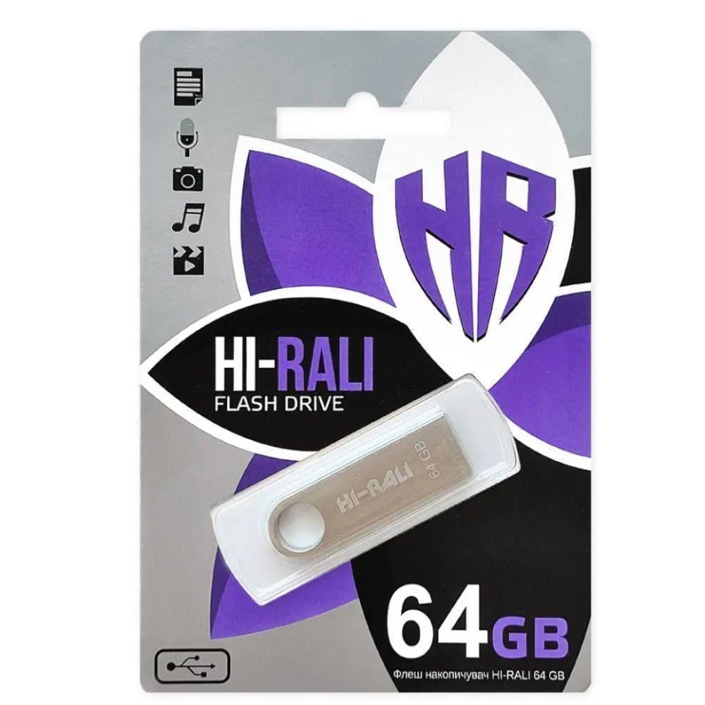 Флеш-память USB Hi-Rali Shuttle 64 Гб Стальной (3001624289)
