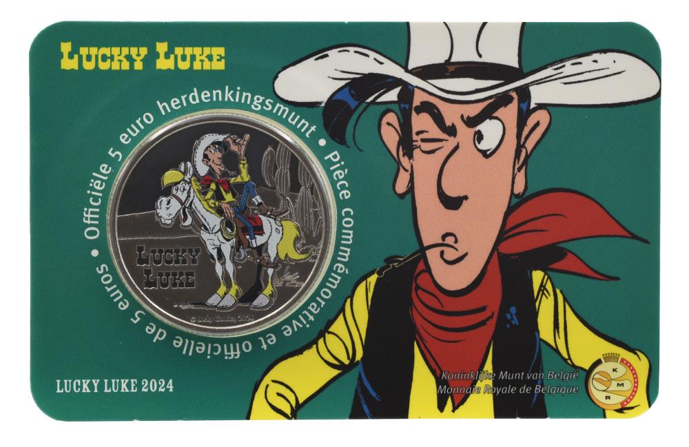 Коллекционная монета Бельгия 5 евро 2024 UNC Lucky Luke в сувенирной упаковке Цветной (М20751)