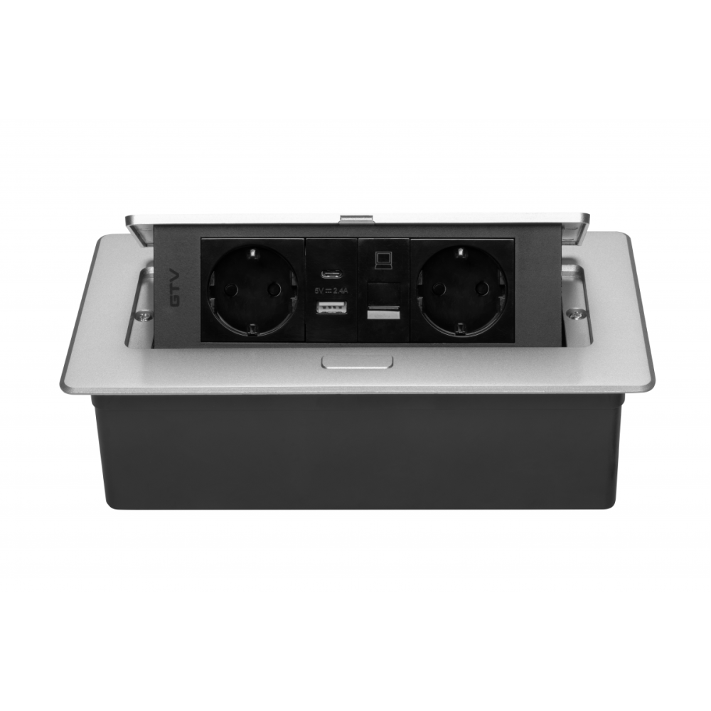 Розетка меблева в стільницю врізна GTV 2хShuko USB-A/C без кабелю Білий (28688658) - фото 8