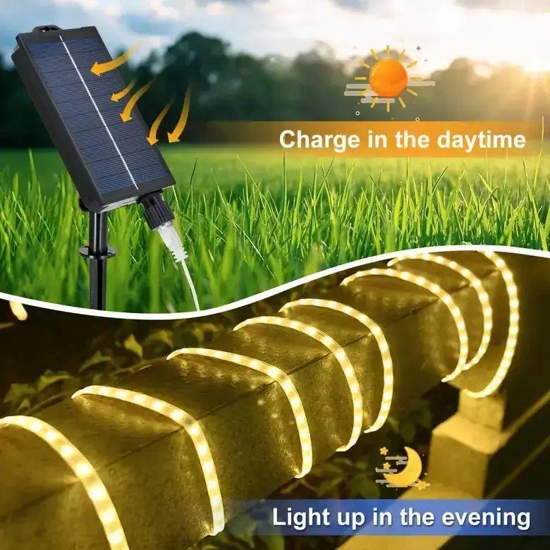 Гірлянда з сонячною батареєю 1800 mAh USB 10 м пультом управління і декількома варіантами мерехтіння і світіння (opt-105044) - фото 6