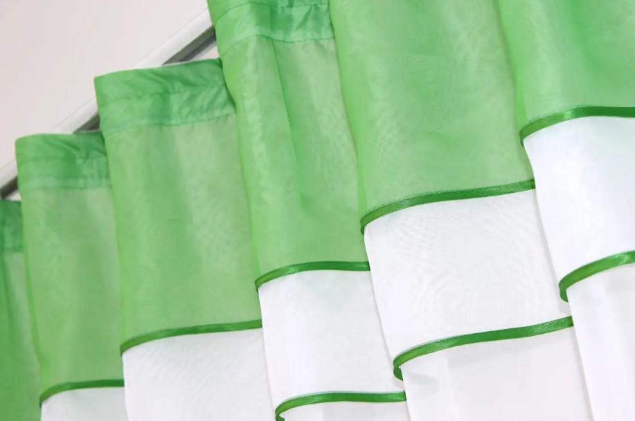 Занавеска на кухню арка 280х170 см Темно-салатовый/Белый (036к) - фото 4