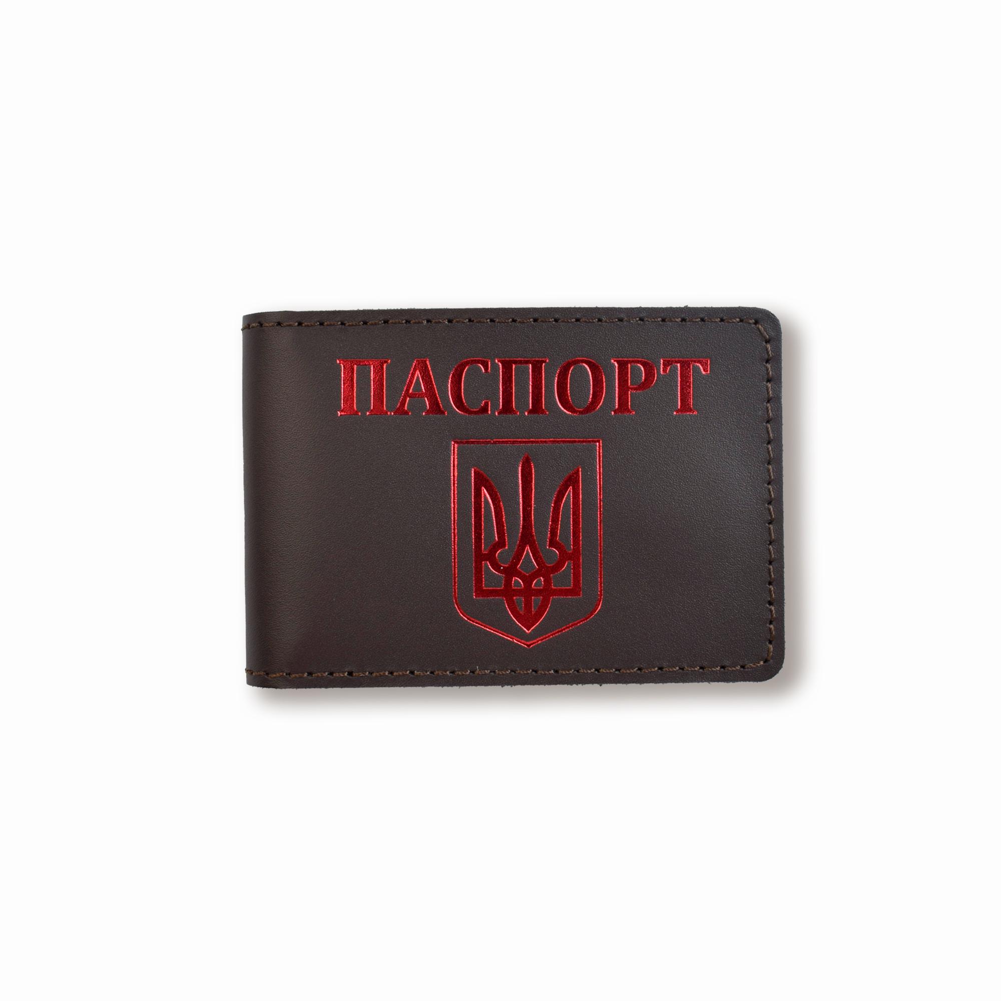 Обложка для ID карты с гербом Темно-коричневый с красным