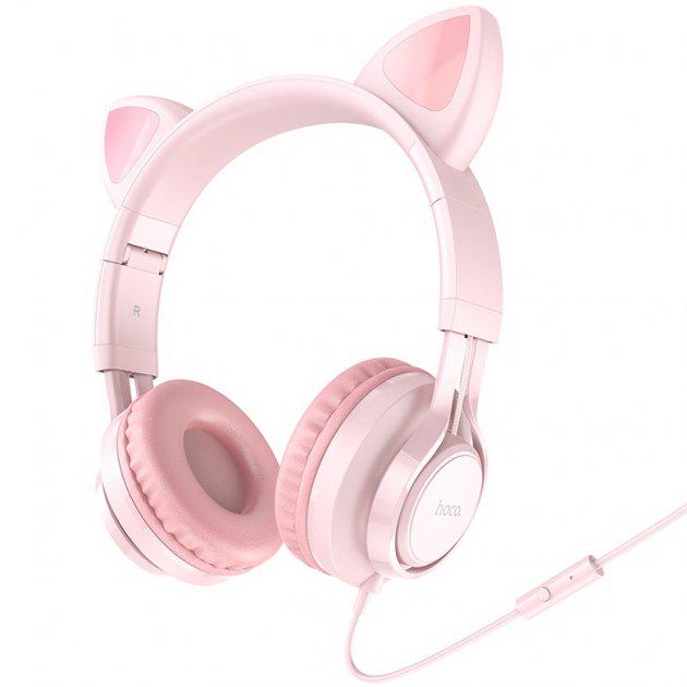 Наушники Hoco W36 Cat ear with mic Pink - фото 3