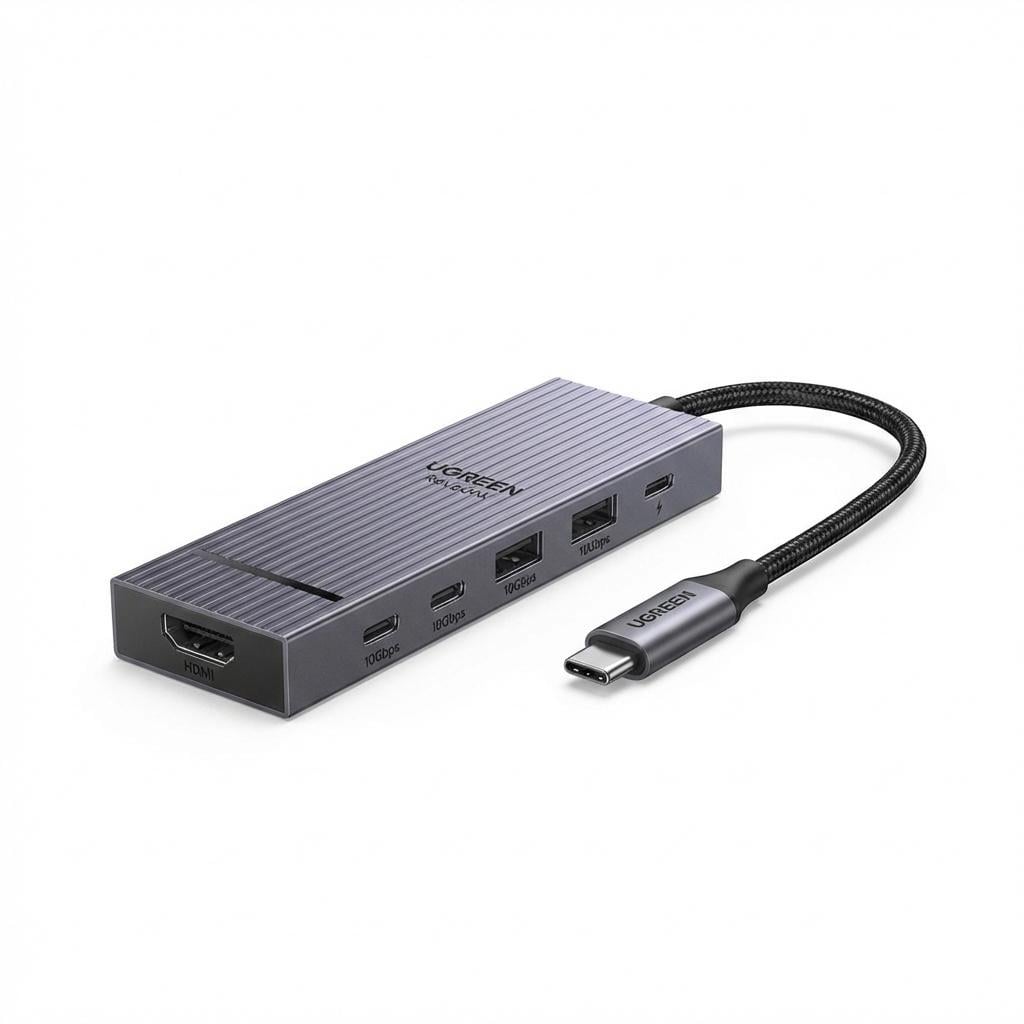 Хаб USB-C UGREEN Revodok CM818 6в1 HDMI 4K 100 Вт Серый (45363)