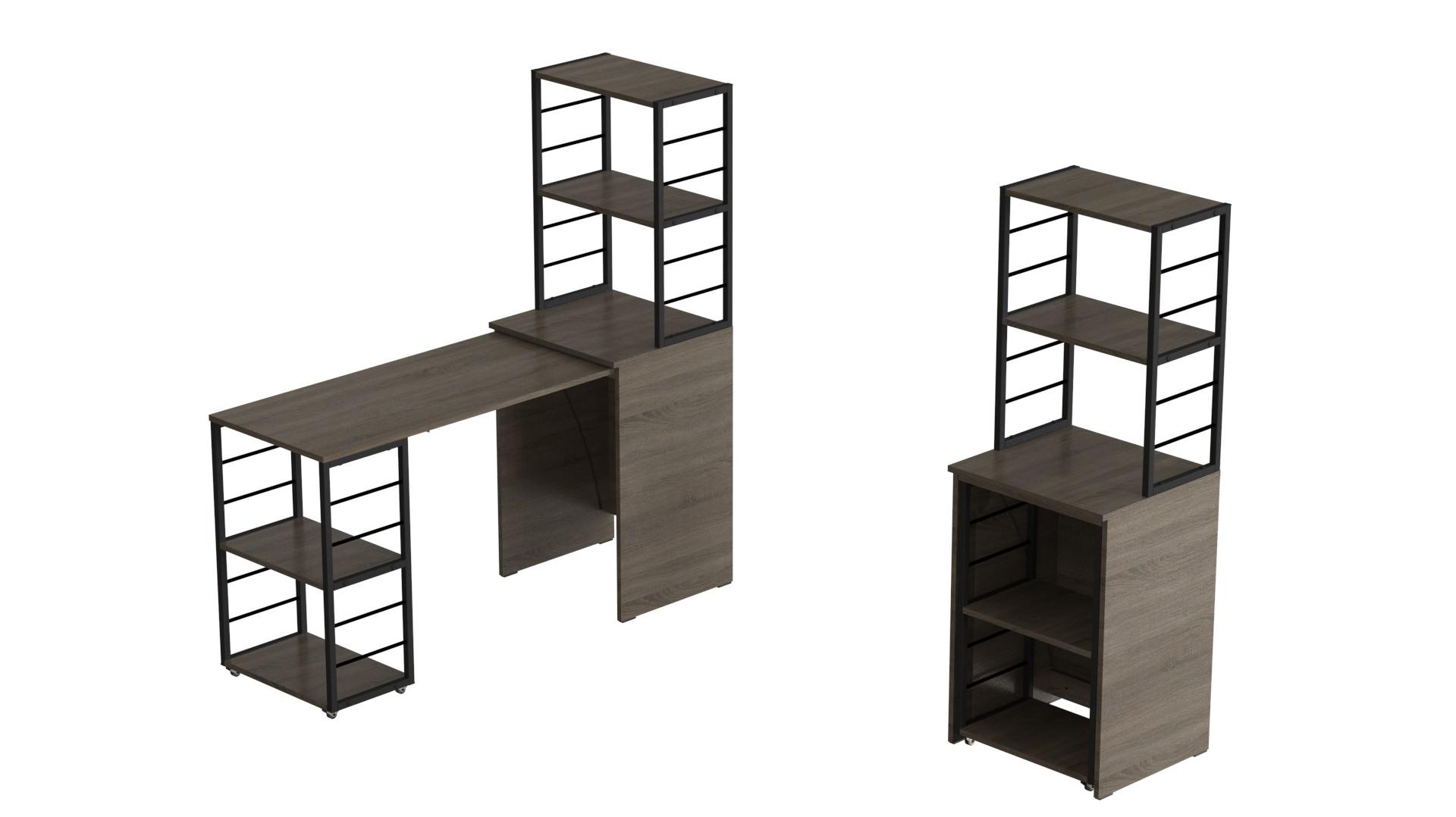 Стіл-тумба трансформер Ferrum-decor Смарт 3/1 з етажеркою метал/ДСП 16 мм 1430x1450x500 мм Чорний/Дуб Сонома Трюфель (FRD-105113) - фото 8 Стіл-тумба трансформер Ferrum-decor Смарт 3/1 з етажеркою метал/ДСП 16 мм 1430x1450x500 мм Чорний/Дуб Сонома Трюфель (FRD-105113) - фото 8