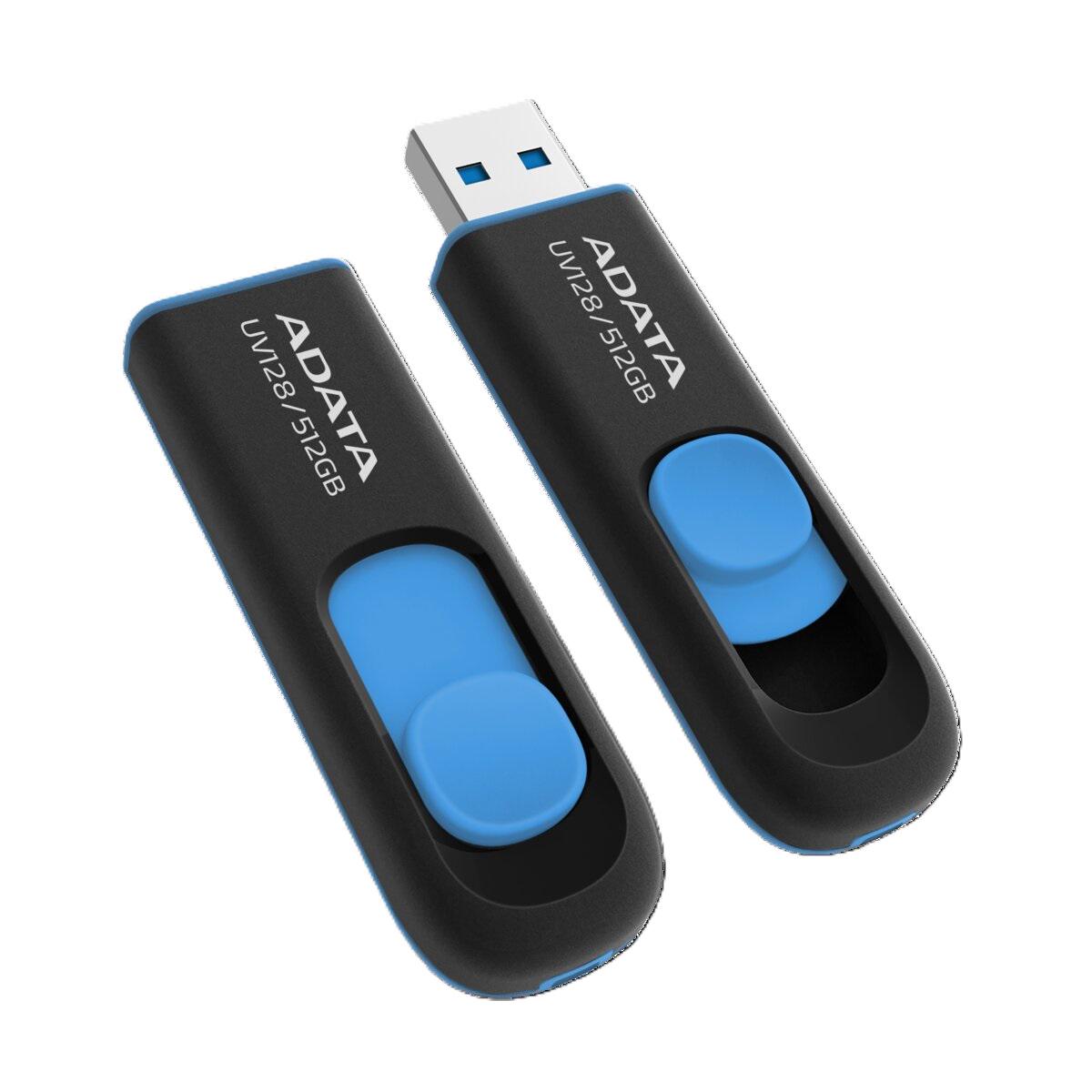 Флеш-память USB ADATA USB 3.2 UV 128 512 Gb Black/Blue (604309) - фото 3