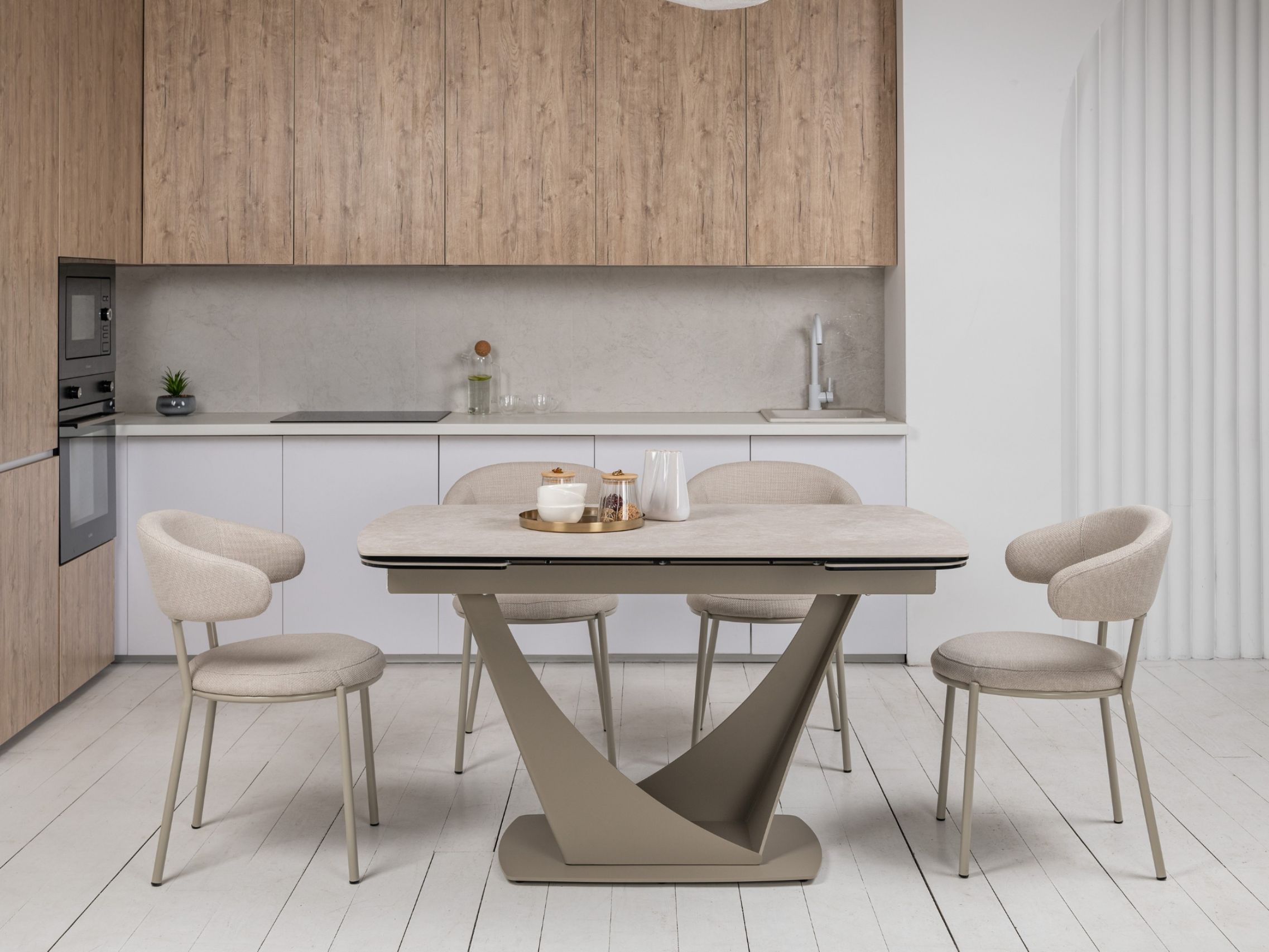 Стіл обідній розсувний Vetro Mebel Еліо 1400- 2000x900x760 мм Сахара/Бежевий (TМL-990) - фото 6 Стіл обідній розсувний Vetro Mebel Еліо 1400- 2000x900x760 мм Сахара/Бежевий (TМL-990) - фото 6