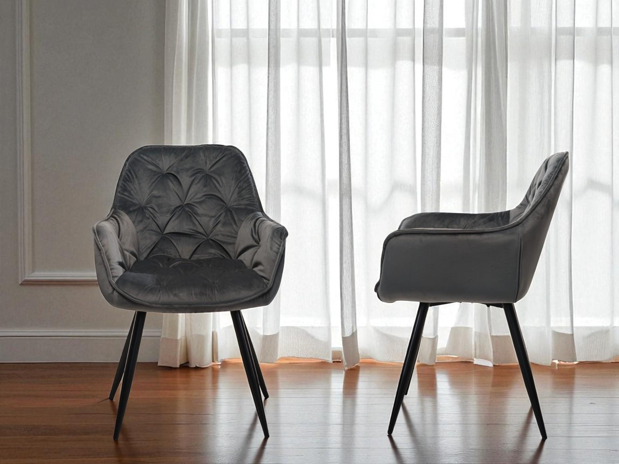 Комплект обідніх стільців Аріс М-65 2 шт. з підлокітниками велюр 860x580x590 мм Сірий/Чорний