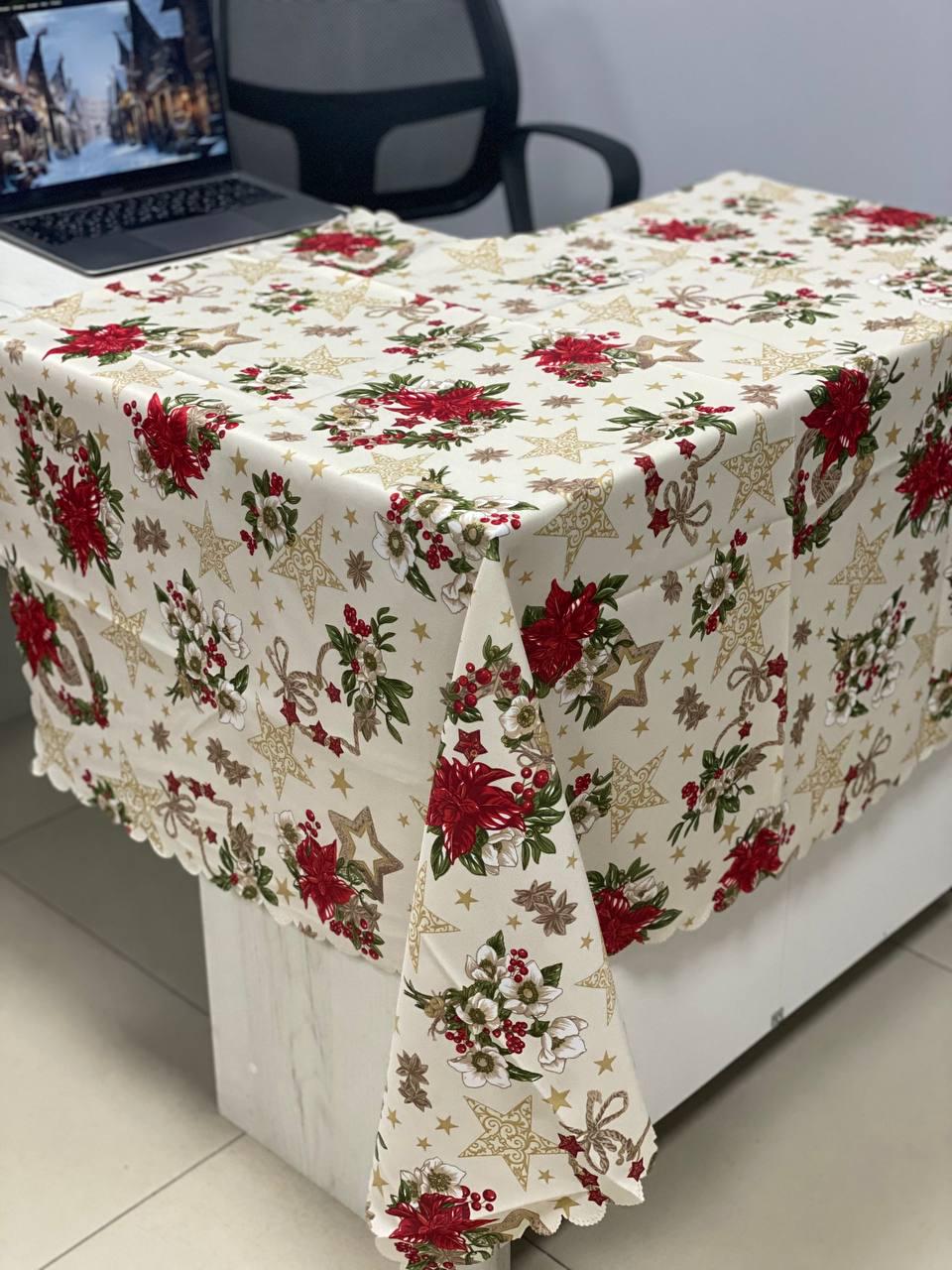 Скатерть новогодняя Цветы и звезды 110x150 см (58-67-нр_ск_кв_зі_110x150) Скатерть новогодняя Цветы и звезды 110x150 см (58-67-нр_ск_кв_зі_110x150)