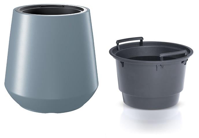 Горшок для цветов Prosperplast HEOS 43,9х44 см круглый с вкладышем Светло-серый