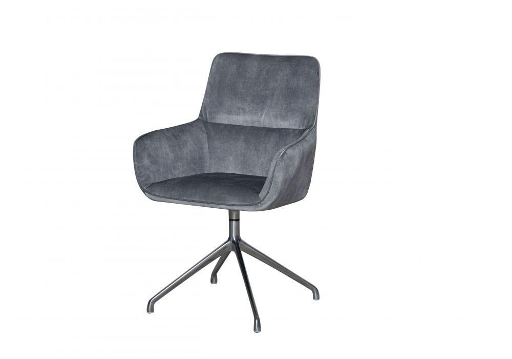 Стул поворотный Toronto металл хром/ткань велюр серый Евродом Стул поворотный Toronto металл хром/ткань велюр серый Евродом