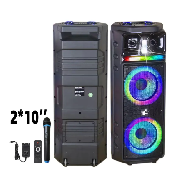 Колонка портативна KOLAV-M2102 2х10" з мікрофоном та пультом RGB (M2102) - фото 2