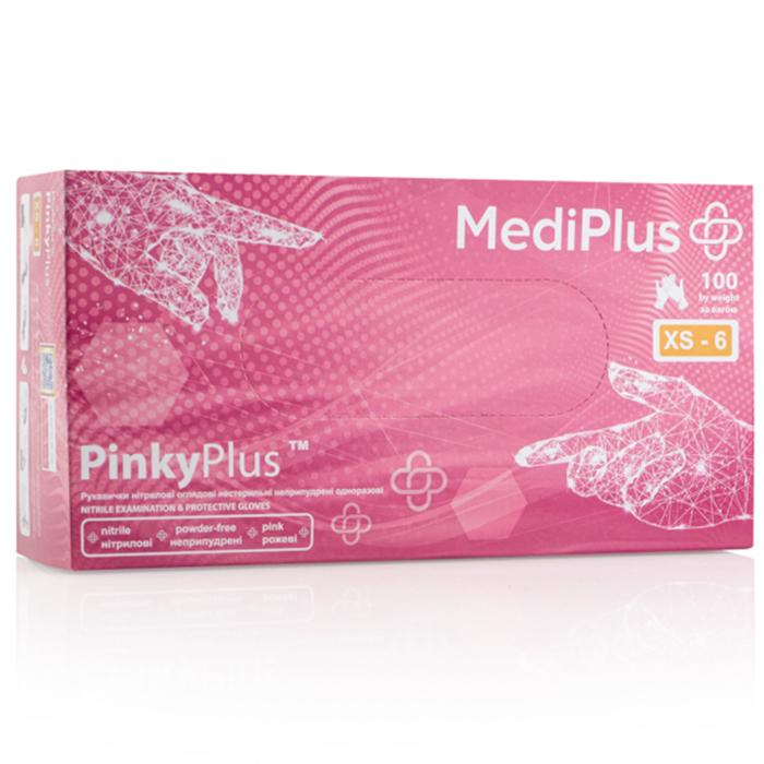 Перчатки нитриловые MEDIPLUSyPlus неопудренные XS 100 шт. Pink - фото 1