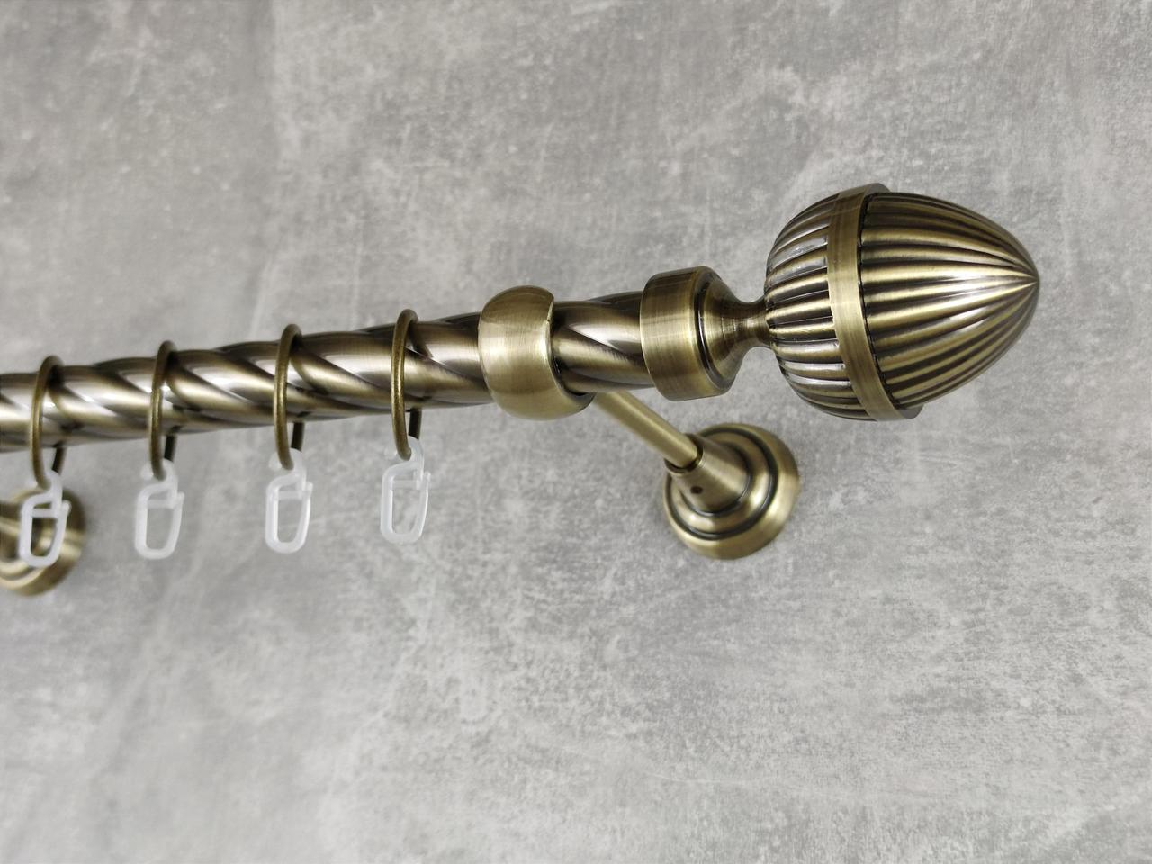 Карниз MStyle металлический для штор однорядный Одеон 25 мм крученый 400 см Антик (5011798)