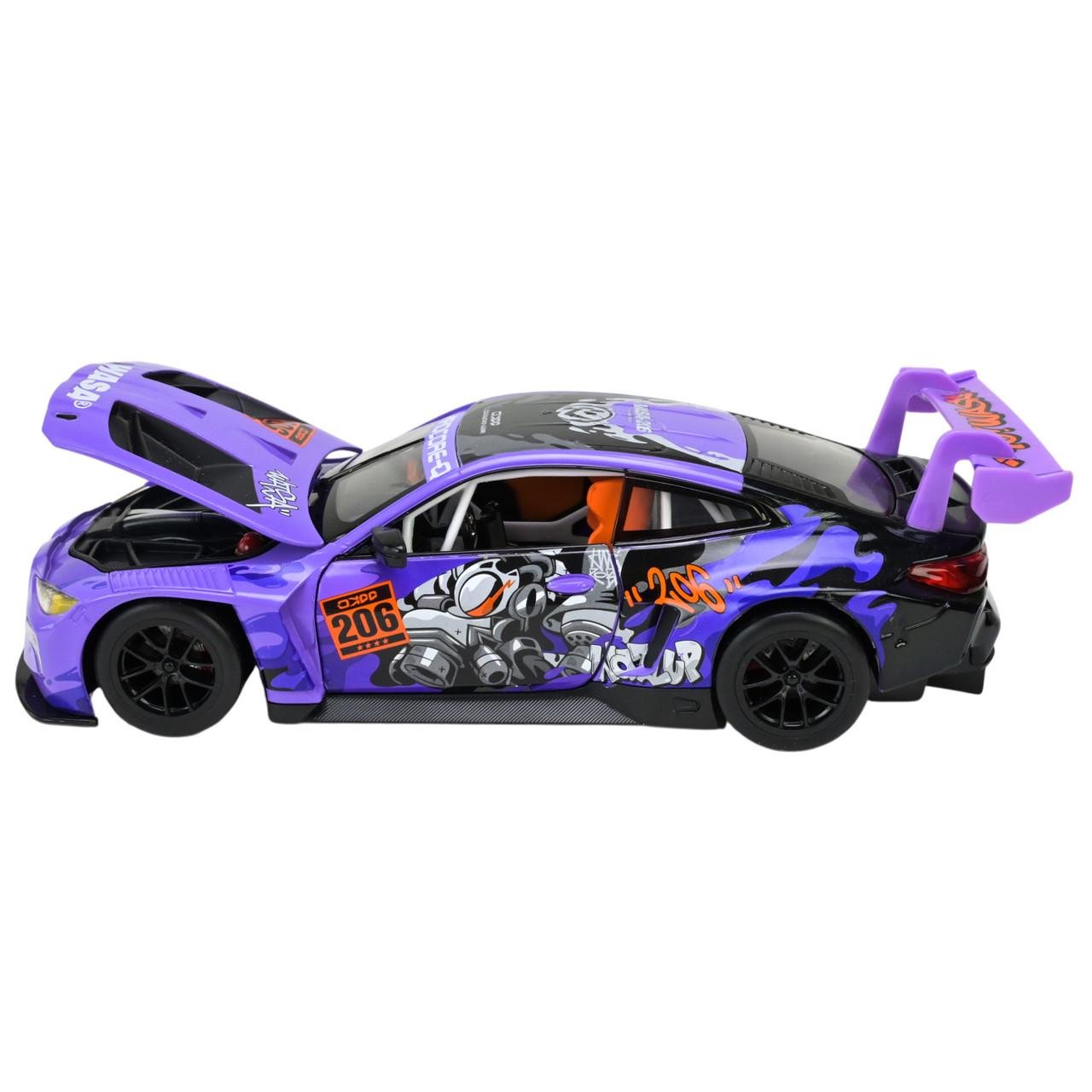 Машинка металлическая 68296A P Автопром BMW M4 GT3 1:24 свет/звук/открытая дверь в коробке (6906231361023) - фото 7