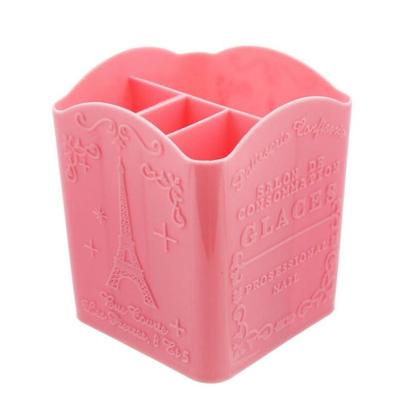 Подставка для кистей пластик 4 секции Розовый