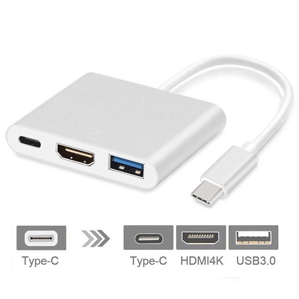 Адаптер Kotion Each USB 3.1 Type-C - HDMI/USB 3.0/USB Type-C Silver (CC-UCTHU3UCA-S) - фото 2
