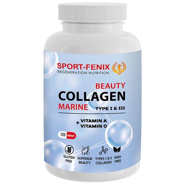 Хондропротектор для спорта Sport-Fenix ​​Beauty Marine Collagen Type 1&3 с Vitamin А Vitamin C 120 капс. (000026584)