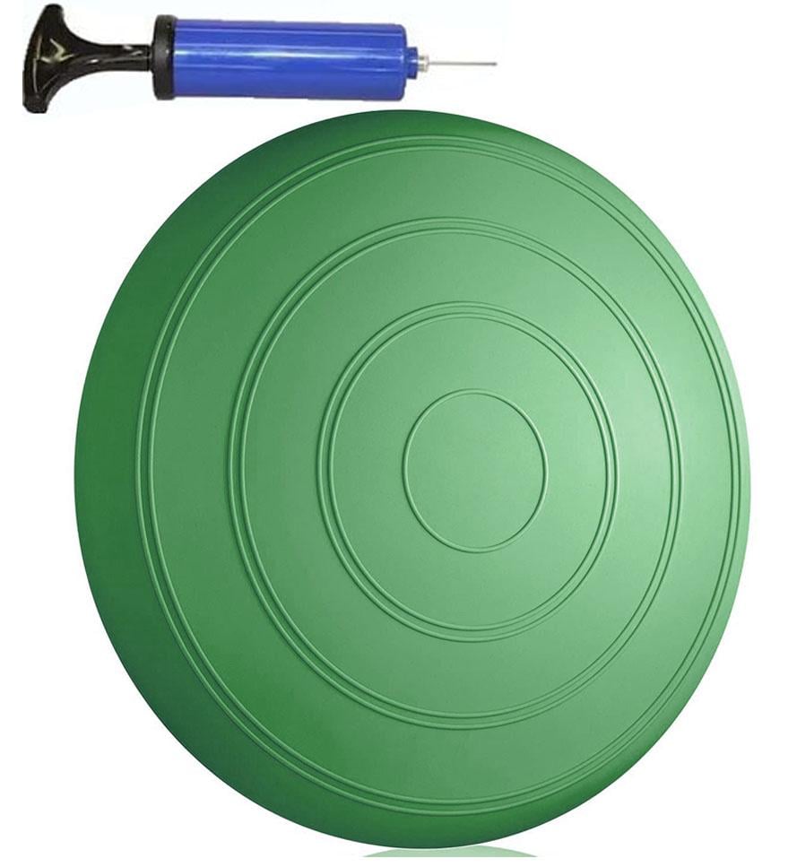 Подушка балансировочная массажная EasyFit гладкая 34 см с насосом Зеленый (EF-BM34Gpump)