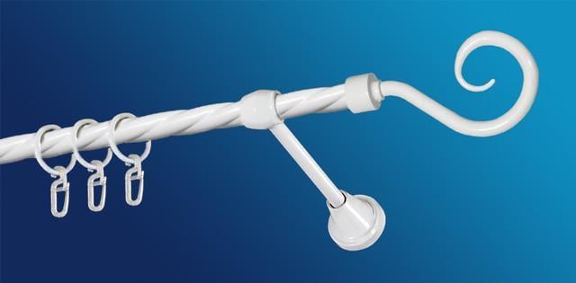 Карниз для штори Plastidea Гак металевий кручений одинарний з гачками D 16 мм 160 см Білий - фото 1 Карниз для штори Plastidea Гак металевий кручений одинарний з гачками D 16 мм 160 см Білий - фото 1