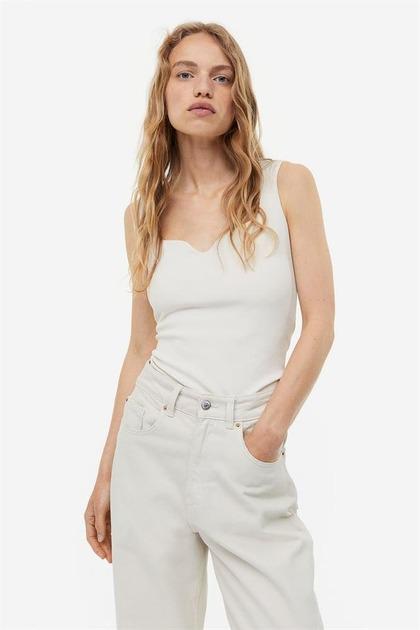 Топ женский H&M 1157823П XS Молочный