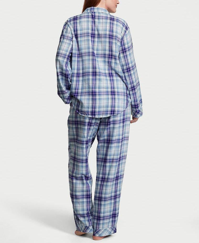 Піжама фланель сорочка/штани Victoria's Secret Flannel Long Pajama Set Regular S Блакитний (26931137D) - фото 2