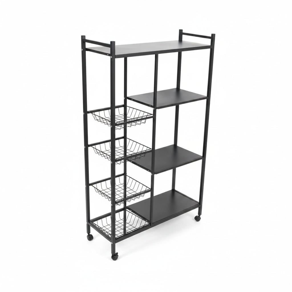 Этажерка на колесах Strong S M50282-S 80x32x135 см Черный (АА12346436)
