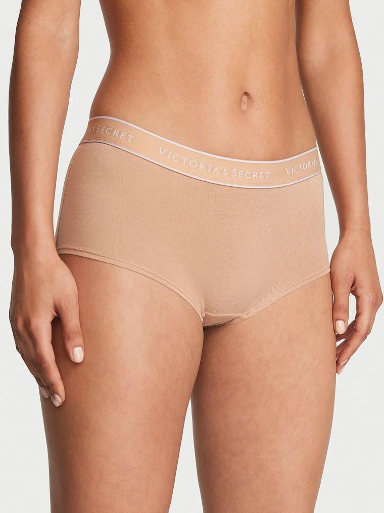 Трусики женские Victoria's Secret Logo Boyshort шортики S Бежевый (2085587261)