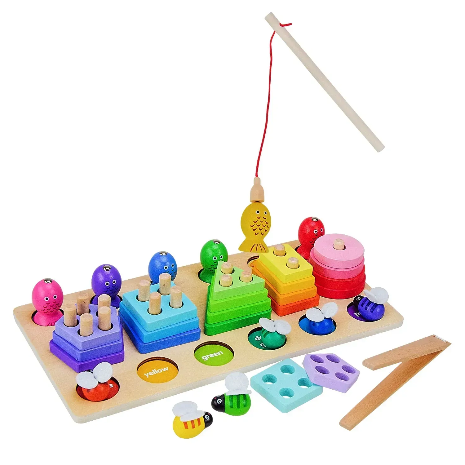 Игрушка для малышей развивающая 3в1 из дерева 31х15 см. Разноцветный (150-98-WD13021)