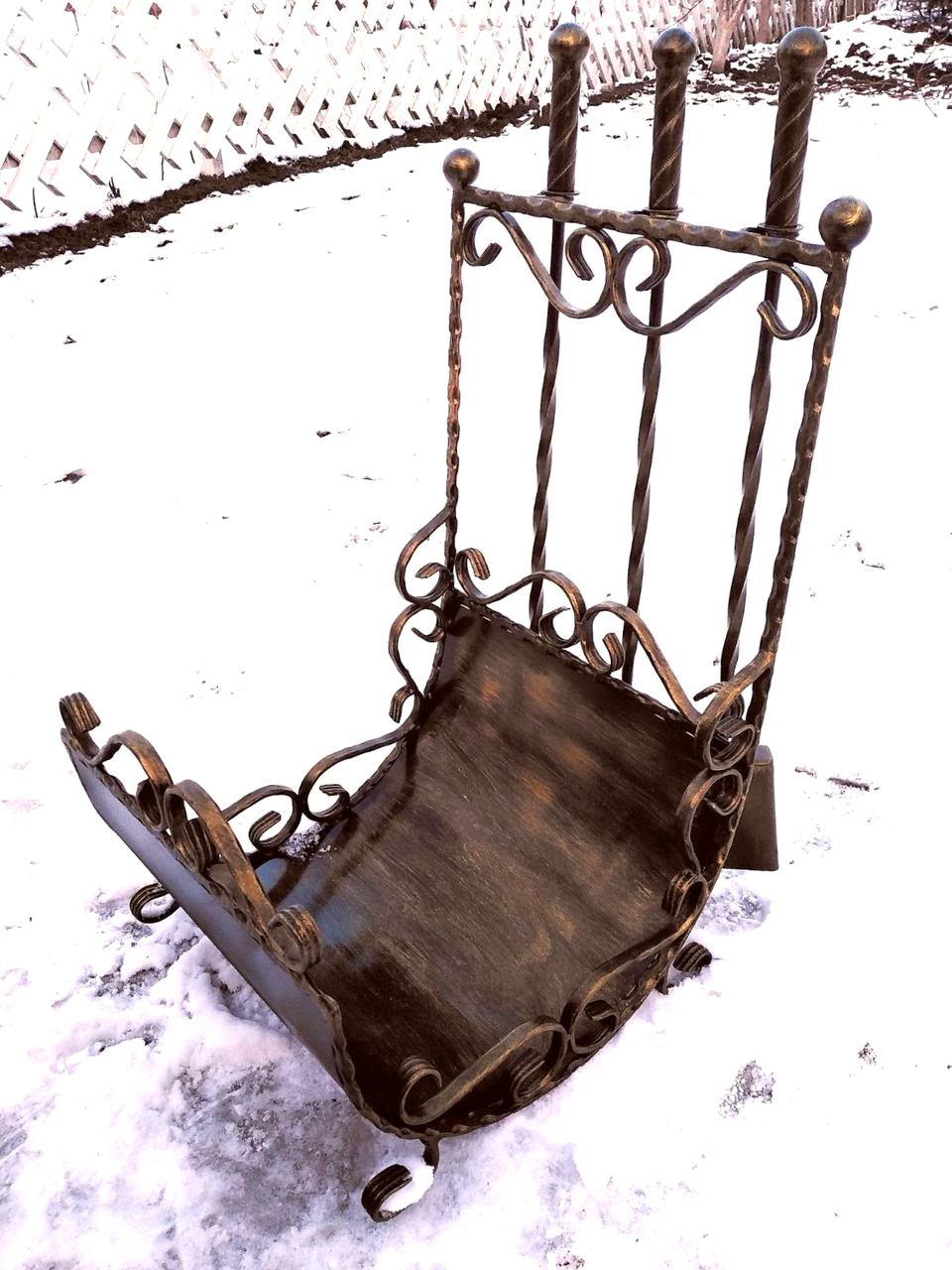 Набор для каминных принадлежностей с дровницей кованый (Vi_0011) - фото 8