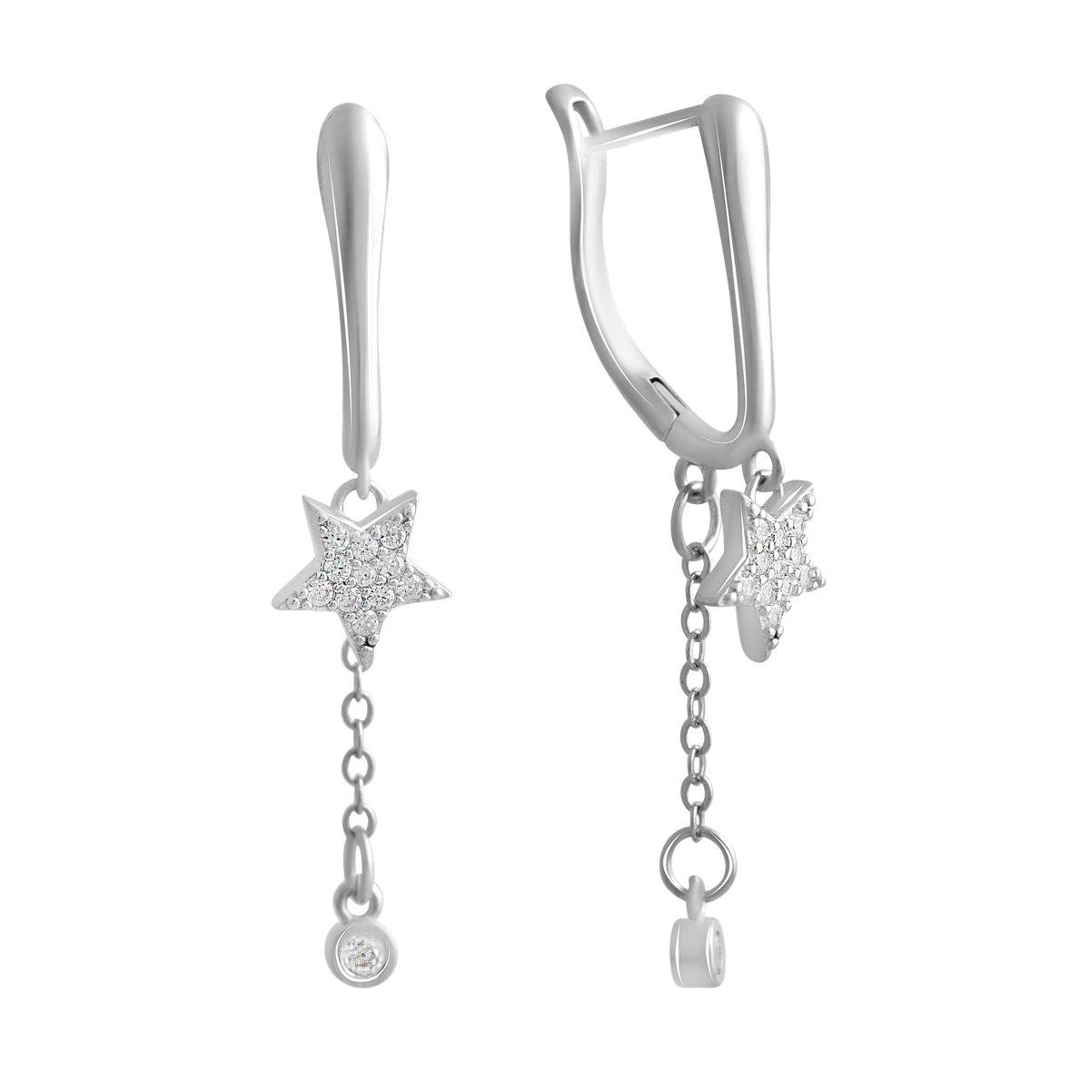 Серьги серебряные с фианитами (2102892)