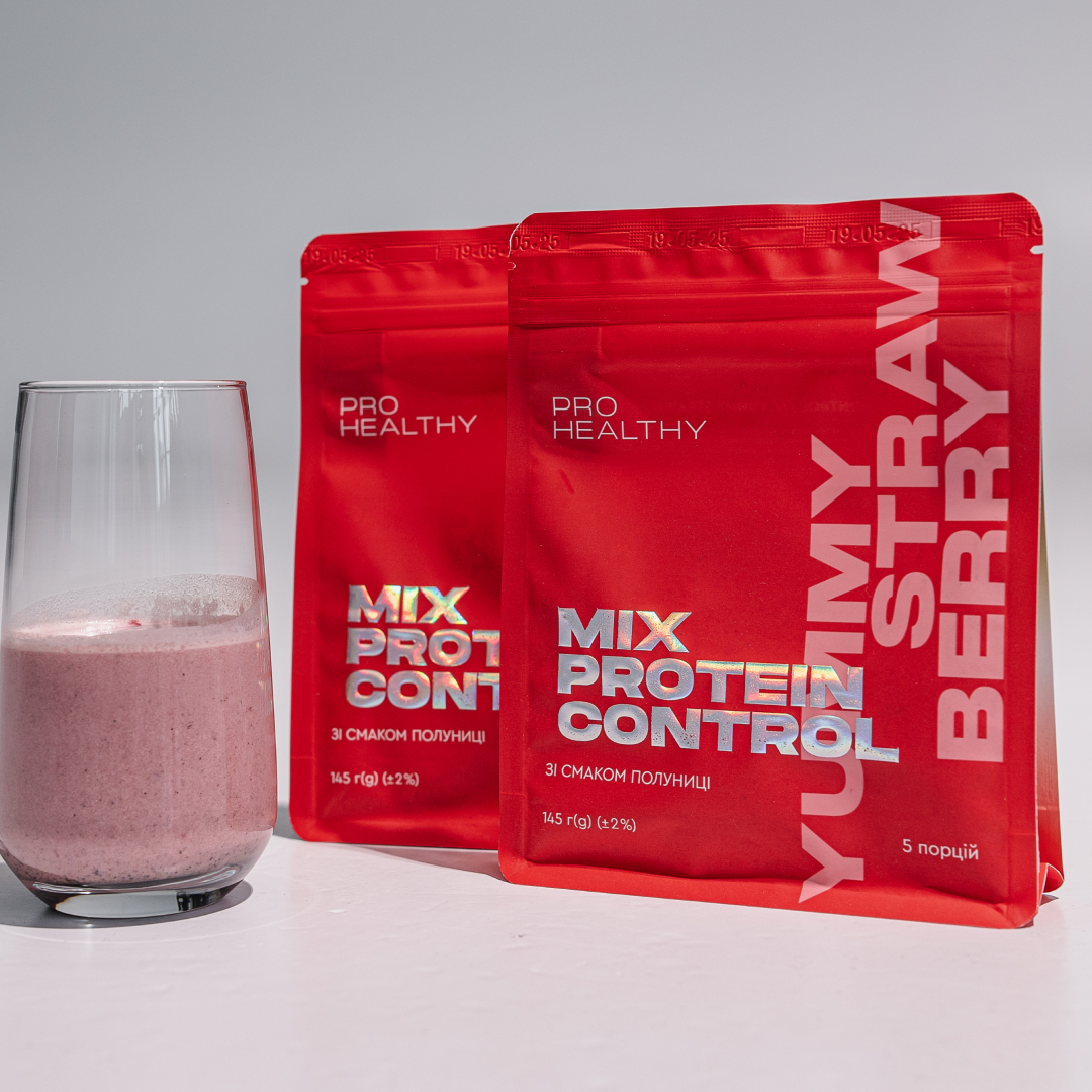 Протеїновий коктейль зі смаком полуниці для контролю або для збільшення ваги Pro Healthy Choice Mix Protein Control Yummy Strawberry 145 г - фото 2 Протеїновий коктейль зі смаком полуниці для контролю або для збільшення ваги Pro Healthy Choice Mix Protein Control Yummy Strawberry 145 г - фото 2