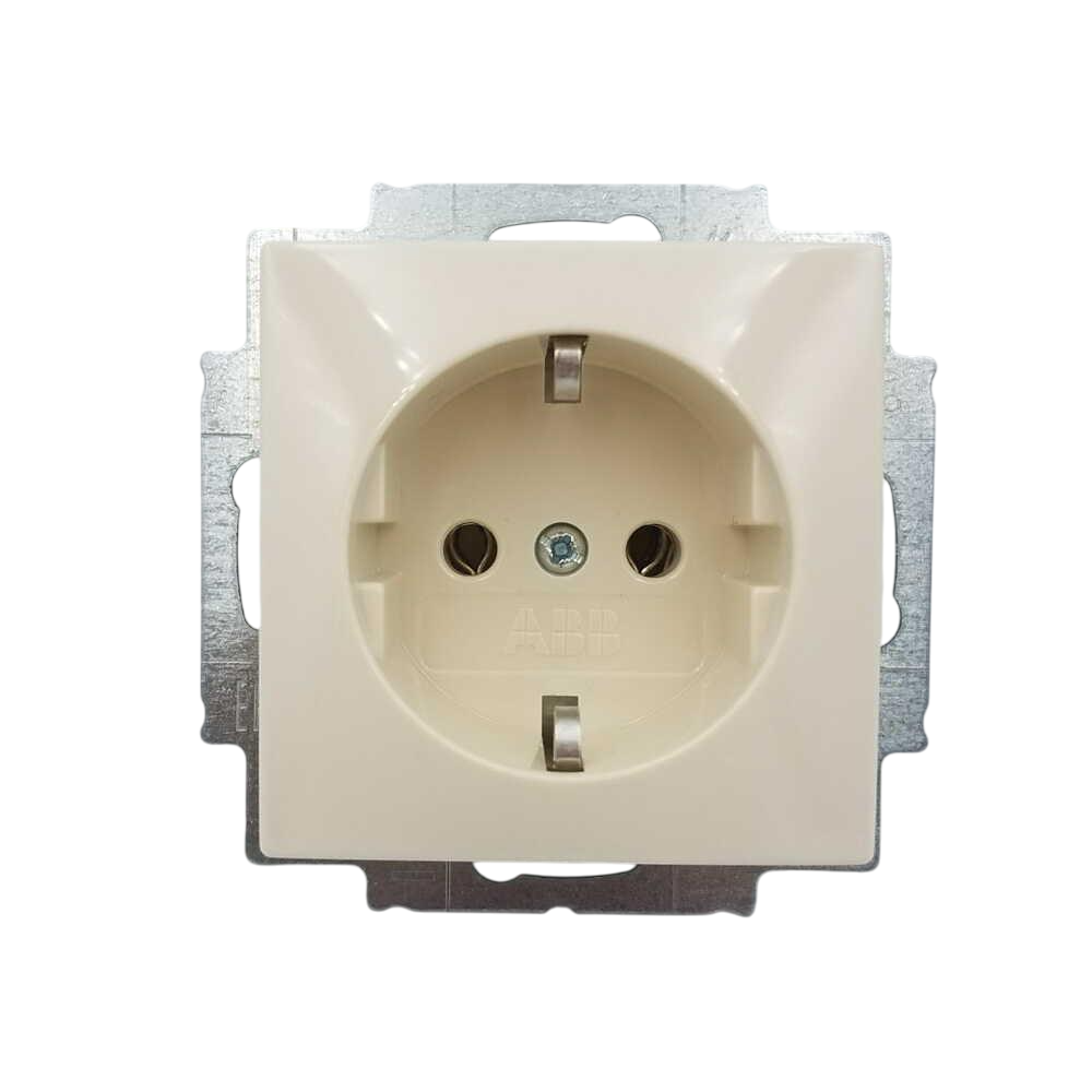 Розетка ABB одинарна з заземленням basic55 Слонова кість (2CKA002011A3857)