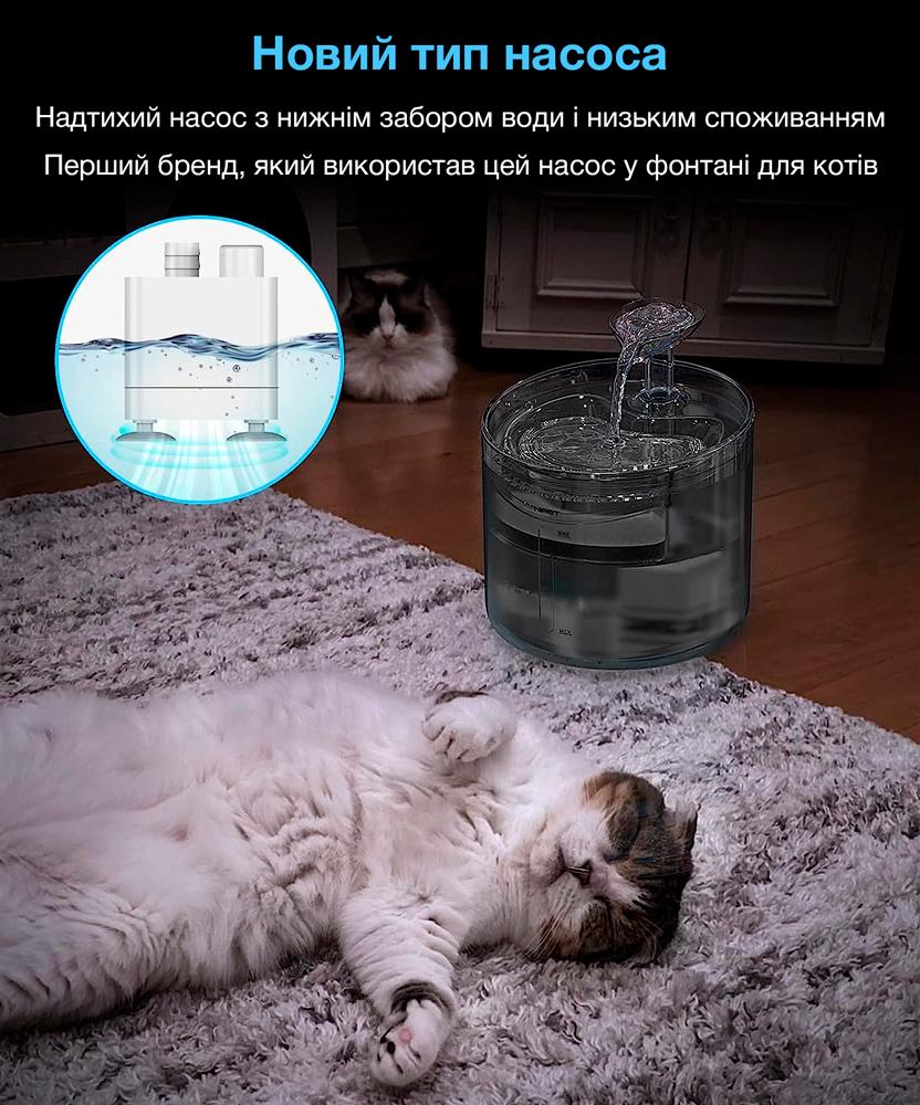 Питьевой фонтан для кошек и собак NPET WF100 1,6 л с фильтром Черный (00880) - фото 4 Питьевой фонтан для кошек и собак NPET WF100 1,6 л с фильтром Черный (00880) - фото 4