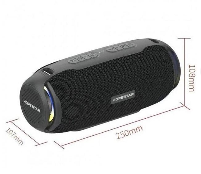 Колонка портативна Hopestar H48 Bluetooth MP3/FM/AUX/Mic/LED стерео 10 Вт Чорний (11189417) - фото 4