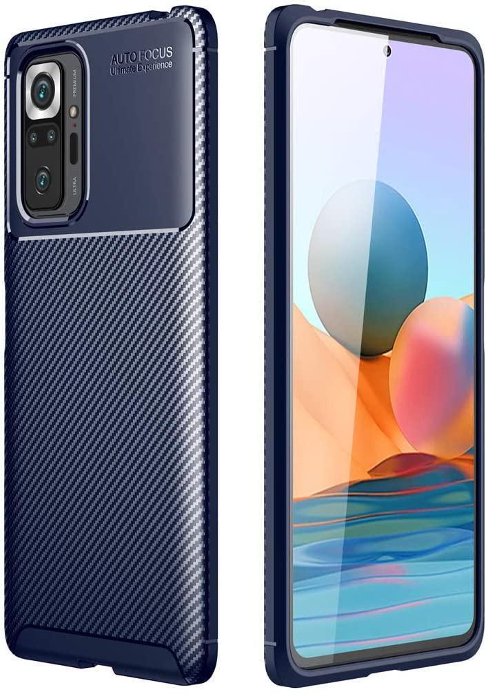 Чохол накладка Auto Focus Carbon для Xiaomi Redmi Note 10 Pro Blue (20082-28)