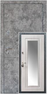 Входная дверь Комфорт Зеркало Ваш ВиД с большим зеркалом 850/950х2030х95 мм Л/П Базальт лофт/Сосна прованс