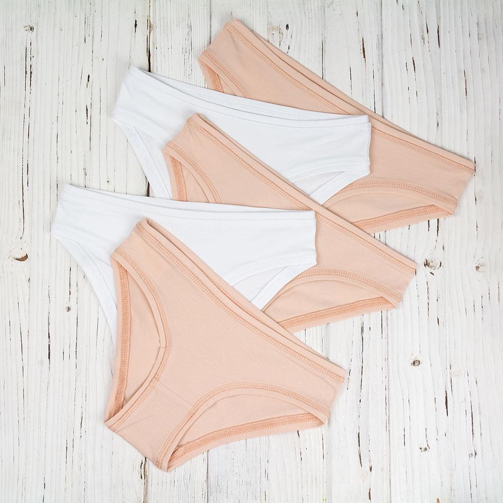 Набор трусов-слип хлопковых M 5 шт. Бежевый/Белый