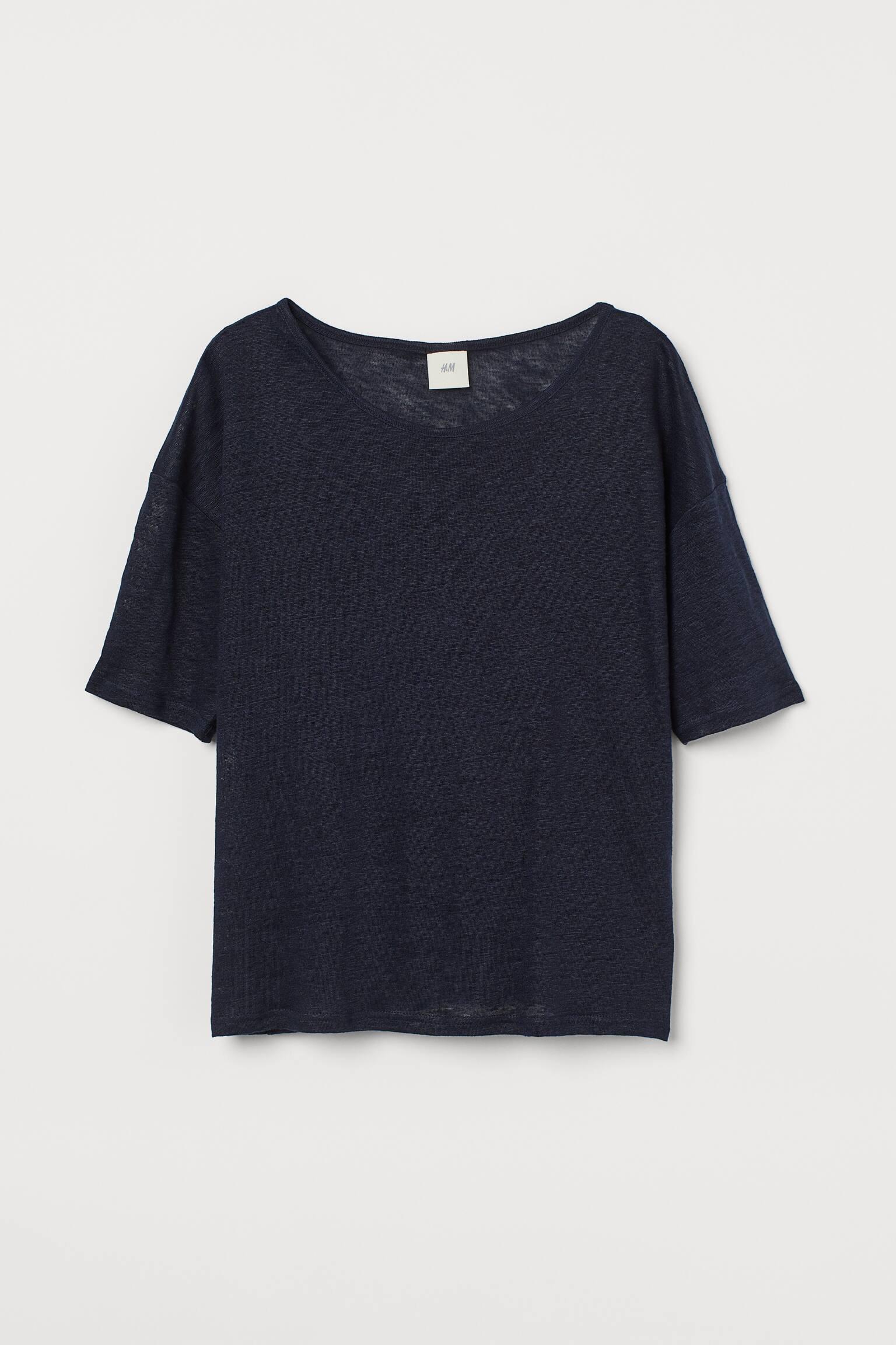 Футболка льняная M Темно-синий (9385993wer)