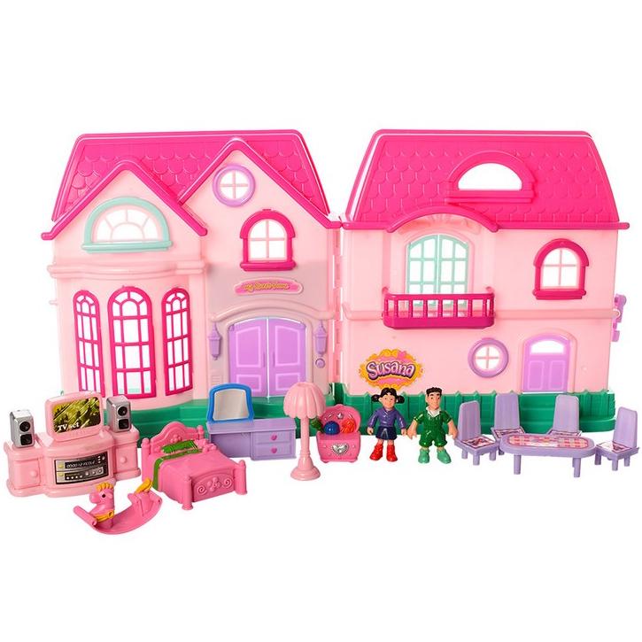 Домик кукольный игровой двухэтажный с мебелью и фигурками (2132707290)