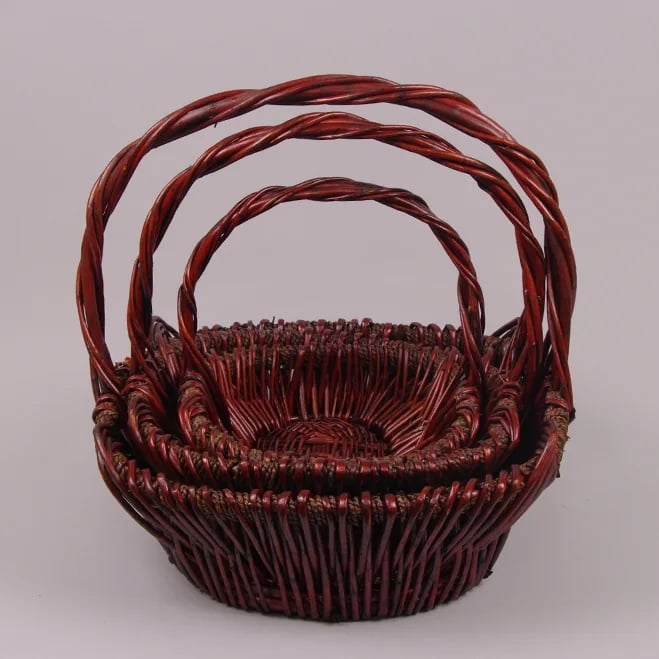 Комплект корзин из лозы Flora 3 шт. Коричневый (8653)