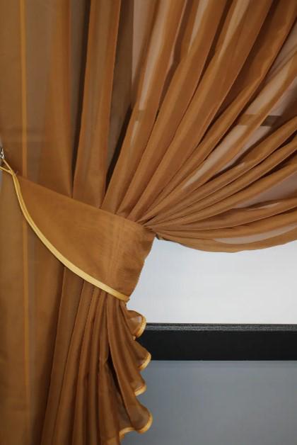 Занавеска на кухню 330х160 см Коричневый/Белый (060к) - фото 4