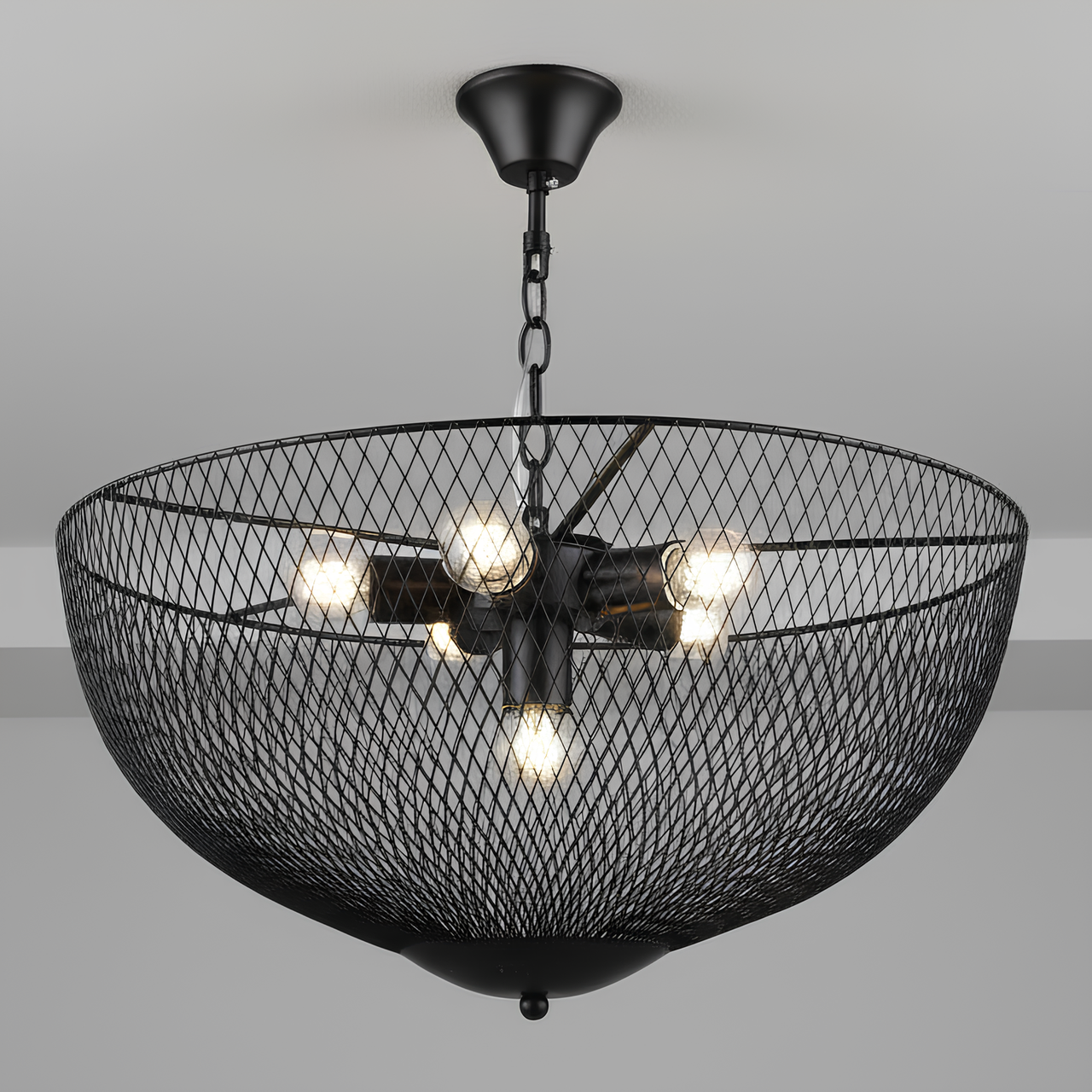 Люстра Sirius з корпусом-півсферою під шість ламп Е27 в стилі лофт Чорний (B S2474/6 BK)