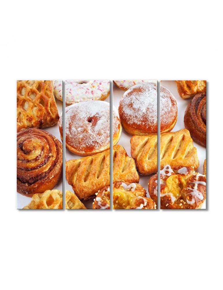 Картина модульная Сладкие булочки пончики слоеночки 4 модуля 80x120 см