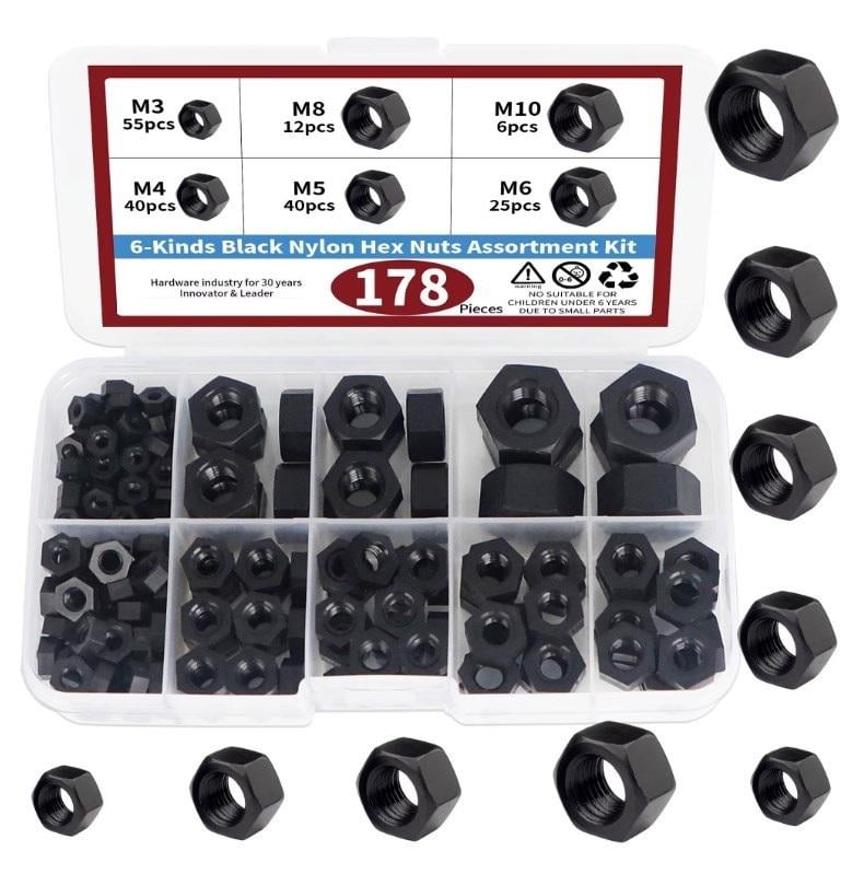 Гайки нейлоновые M3/M4/M5/M6/M8/M10 DIN 934 Spec 178 шт. (SP-0678178) - фото 2 Гайки нейлоновые M3/M4/M5/M6/M8/M10 DIN 934 Spec 178 шт. (SP-0678178) - фото 2