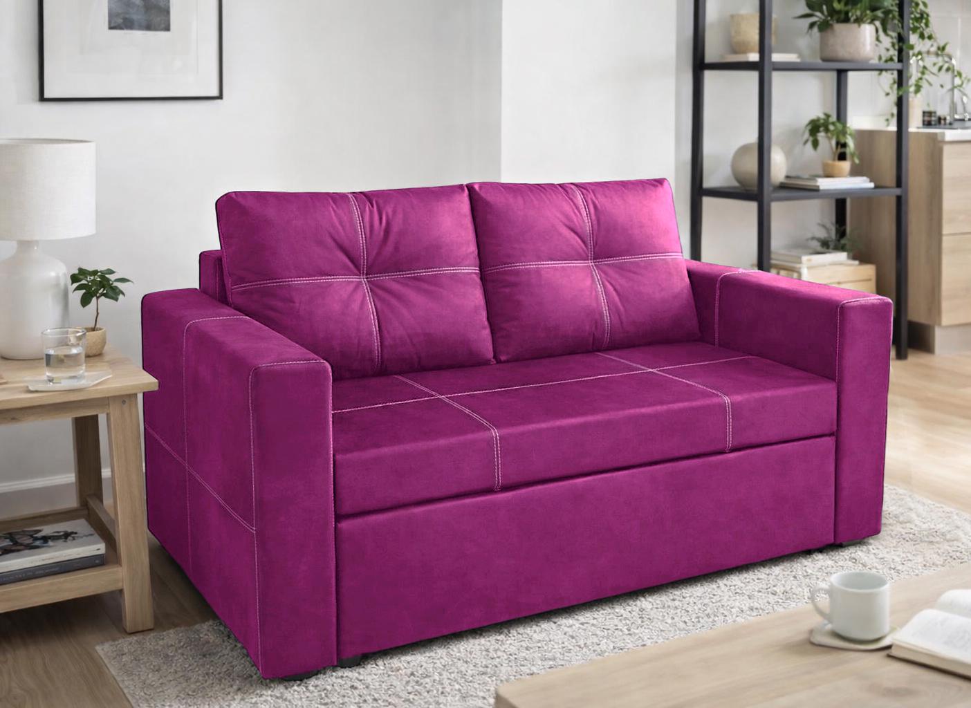 Диван раскладной прямой Tobi Sho Аркс 150x93 см велюр Фуксия (Fuchsia)