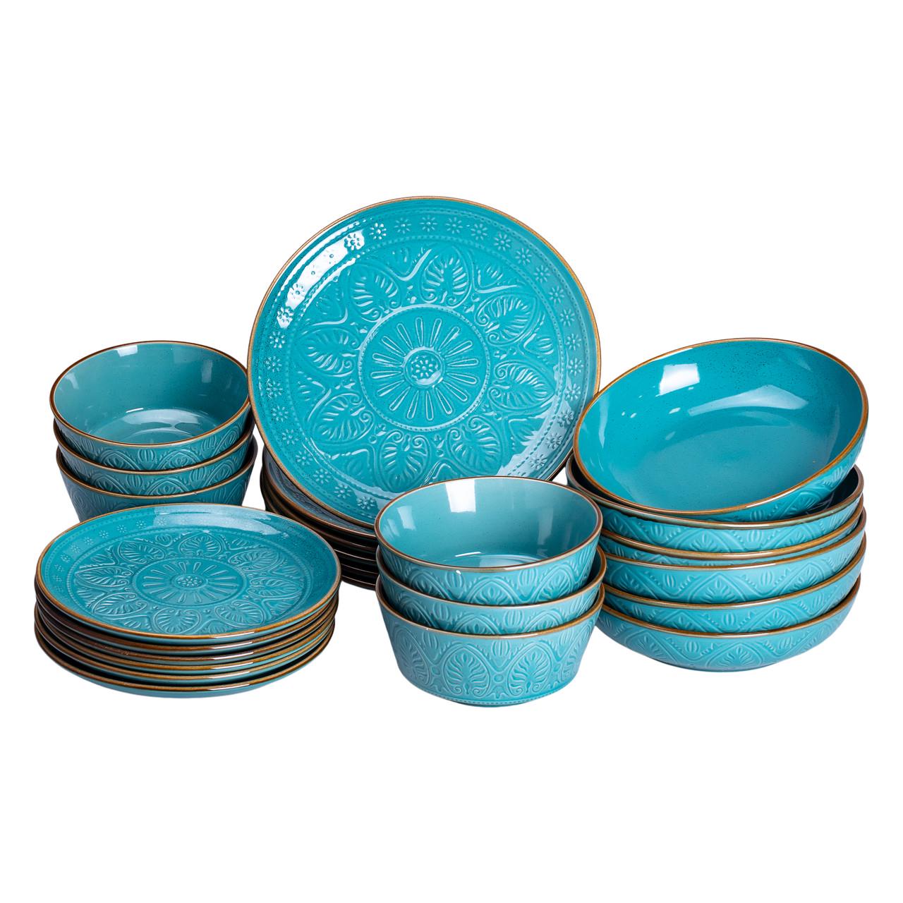 Столовий сервіз керамічний YIWU Bronze Age на 6 персон 24 пр. Бірюзовий (HP-31-3)
